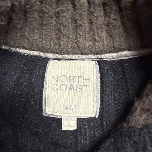 M&S NORTH COAST KNIT SWEATER THICK WOOL BLEND MENS L CABLE KNIT DARK ACADEMIA - Picture 5 of 9
